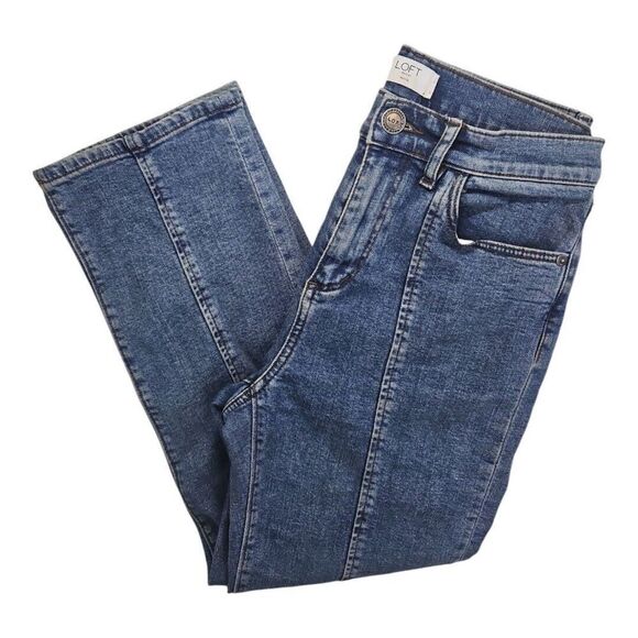 Loft Outlet Front Seam Straight Leg Jeans Petite Size 0 - Picture 2 of 10